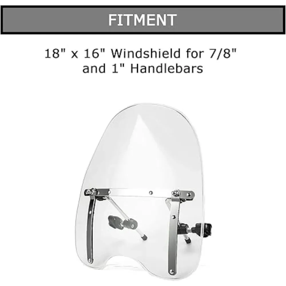 الزجاج الأمامي للدراجات النارية مقاس 18 بوصة × 16 بوصة عالمي لملحقات ركوب الخيل مقاس 7/8 بوصة و1 بوصة #2