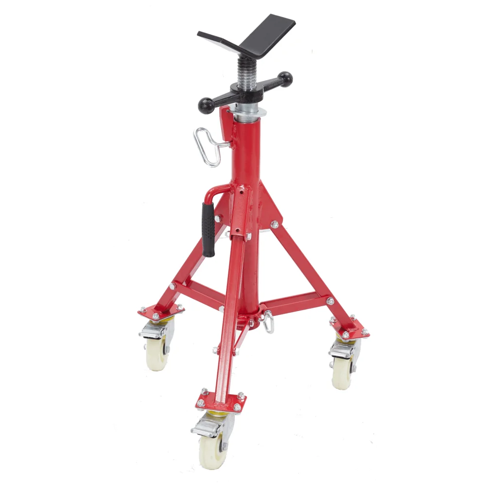 

Pipe Jack Stand with Casters 28-52 Inch Adjustable Height V Head Folding Pipe Stands 1100Lb Capacity 1/8 to 12 Inch Pipe Support