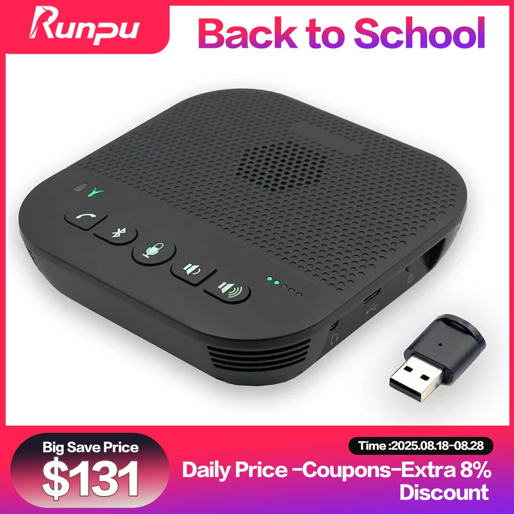 Wireless+Blue tooth Conference Omnidirectional Microphone with Speaker 360 ° Pick up Voice for Small conference room