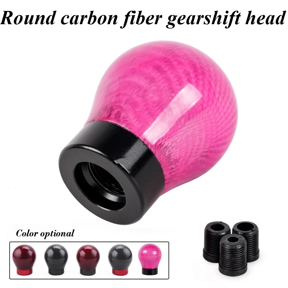 

For Universal Cars Carbon Fiber Pattern Gear Shift Knob Round Ergonomic Replacement Shifter Handle Sporty Driving Interior Parts