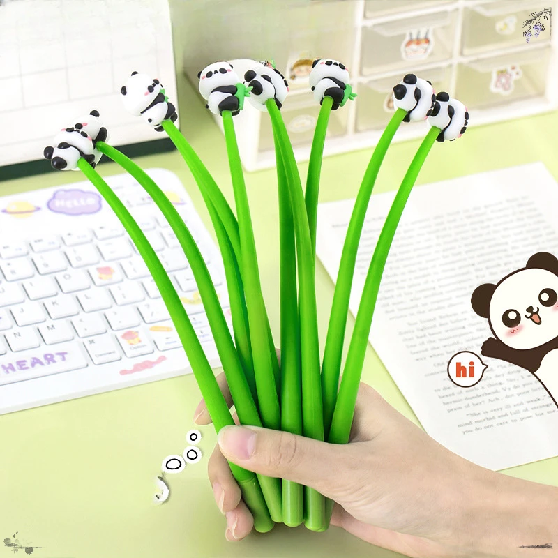 48 Pcs Cute Giant Panda Silicone Neutral Pen Students Creative Learning Stationery High Appearance Shake Music Signature