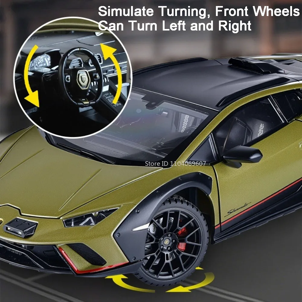 1:24 ハラカン ステラート レヴエルト モデル スポーツカー おもちゃ 合金 ダイキャスト サウンド ライト ドア開閉 プルバック オーナメント スーパーカー 子供向け