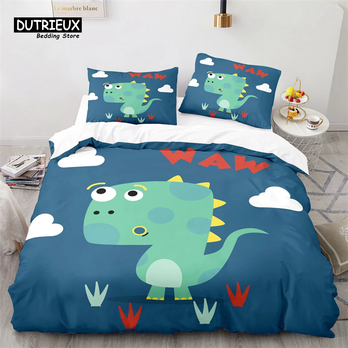 

Cartoon Dinosaur Duvet Cover Cute Animal Bedding Set Twin For Kids Boys Girls Decor Microfiber Comforter Cover With Pillowcases