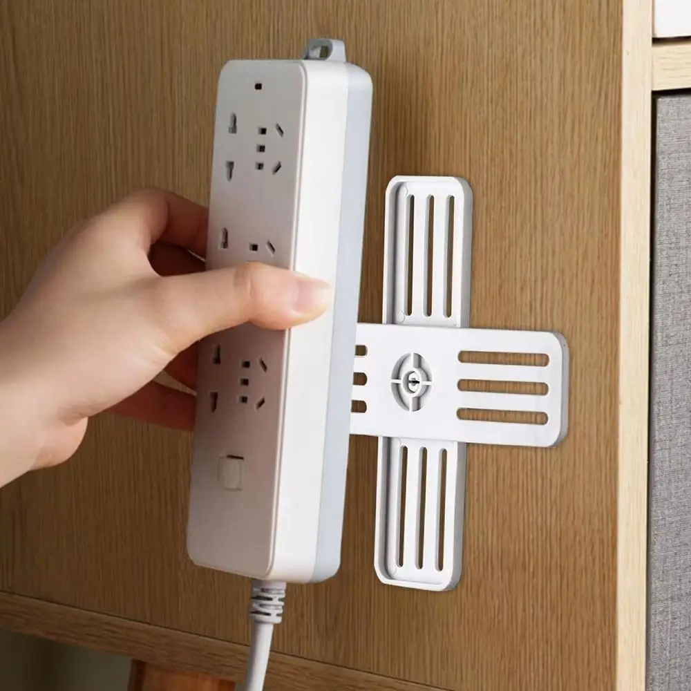 Self-Adhesive Socket Holder Wall Mount No-Punch Power Outlet Sticker Removable Plastic Power Strip Holder Living Room