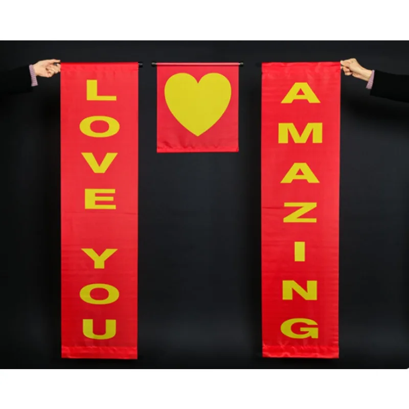 Magic Changing Banner Scroll Fu Character Spring Couplets Transformation Stage Prop for Festival Celebration Magic Tricks Comedy