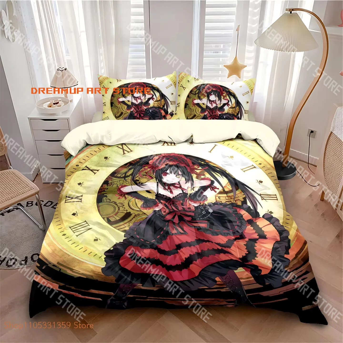 2026 3D Print Date A Live Tokisaki Kurumi Bedding Set Single Twin Full Queen King Size Bed Set Adult Kid Bedroom Duvetcover Set