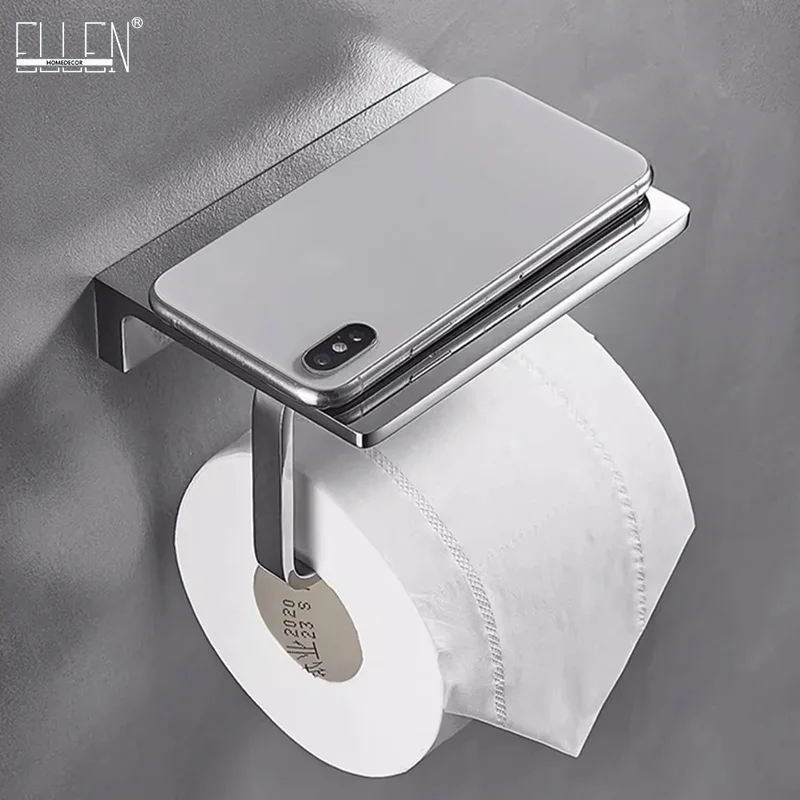 

Chrome Toilet Paper Holder Multifunction Bathroom Storage Shelf Roll Paper Holder Gold EL95