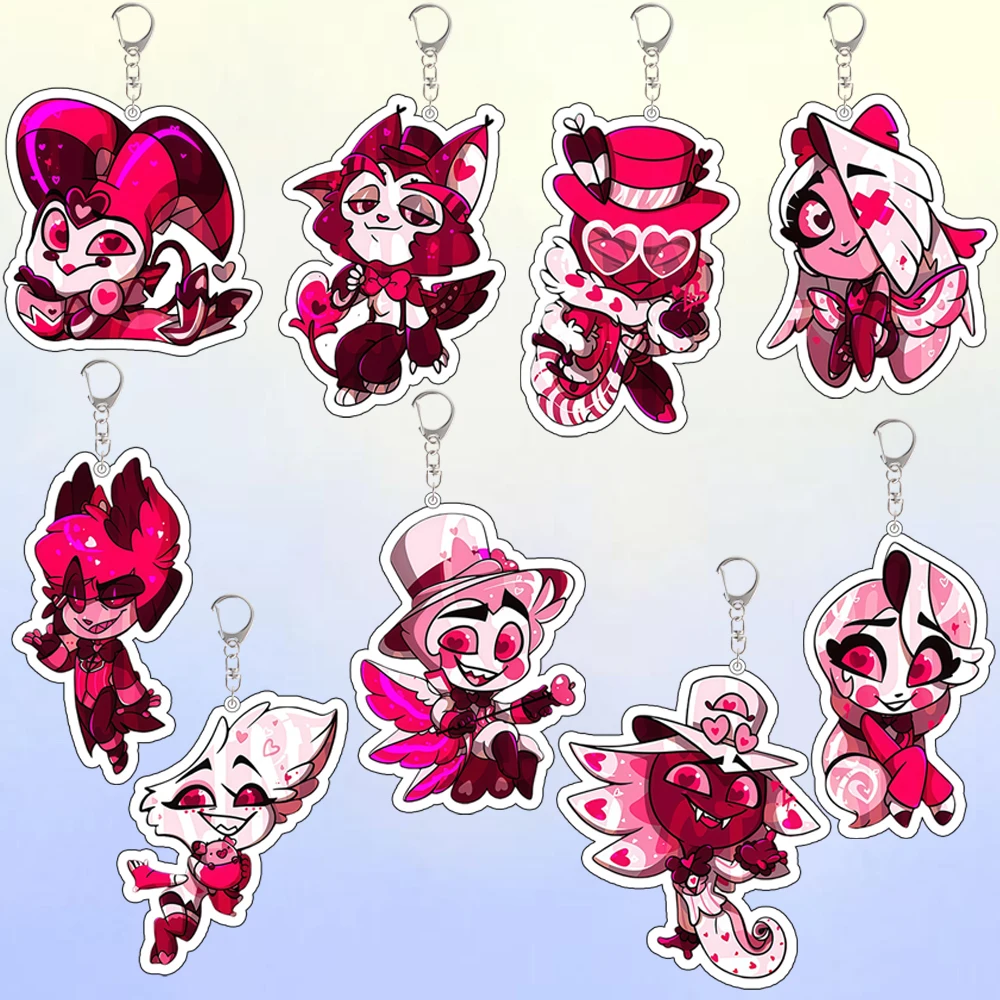 พวงกุญแจอะคริลิคของตัวละครจาก Hazbin Hotel, Helluva Boss, Vox, Angel Dust, Vaggie, Blitzo ของที่ระลึกสำหรับเพื่อน ของตกแต่งกระเป๋า
