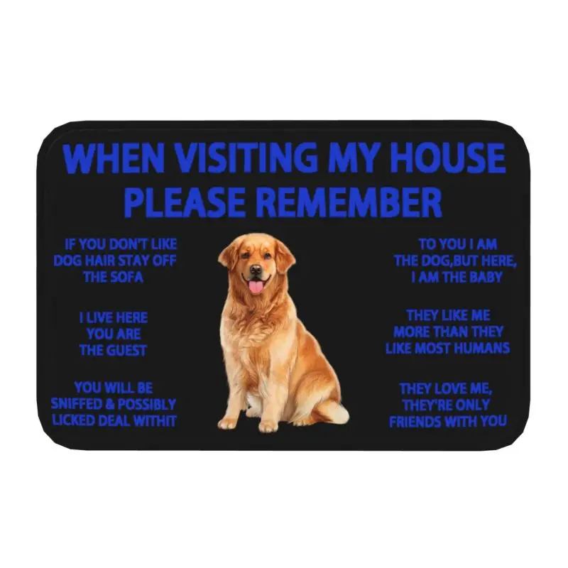 Golden Retriever Dog Doormat Anti-Slip Bathroom Kitchen Mat Garden Garage Door Floor Entrance Carpet Rug