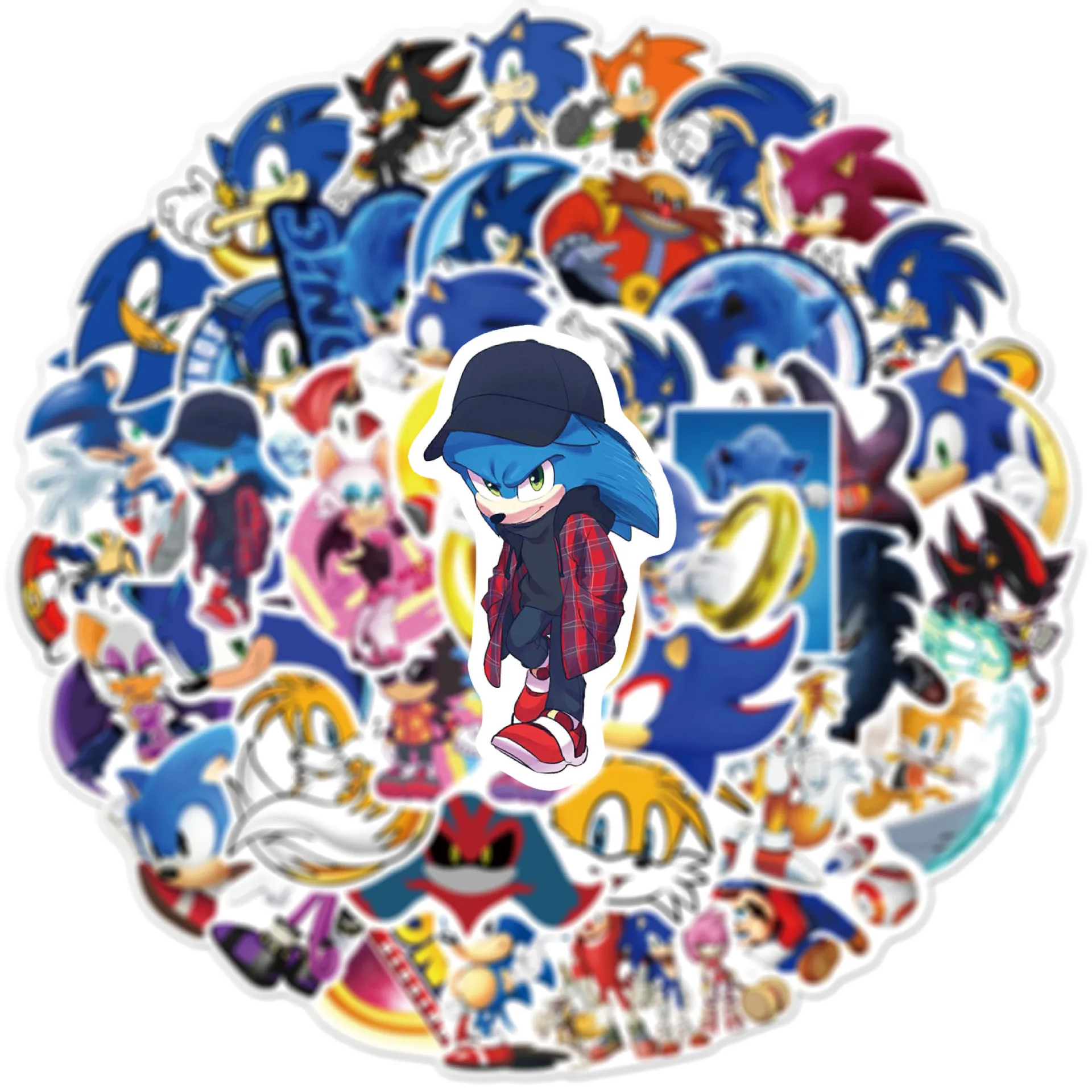 50Pcs Japan Sonics The Hedgehog Flash Anime Stickers Graffiti Phone Cartoon Stickers Toy Decal Kids Party Video Hero Game Toy