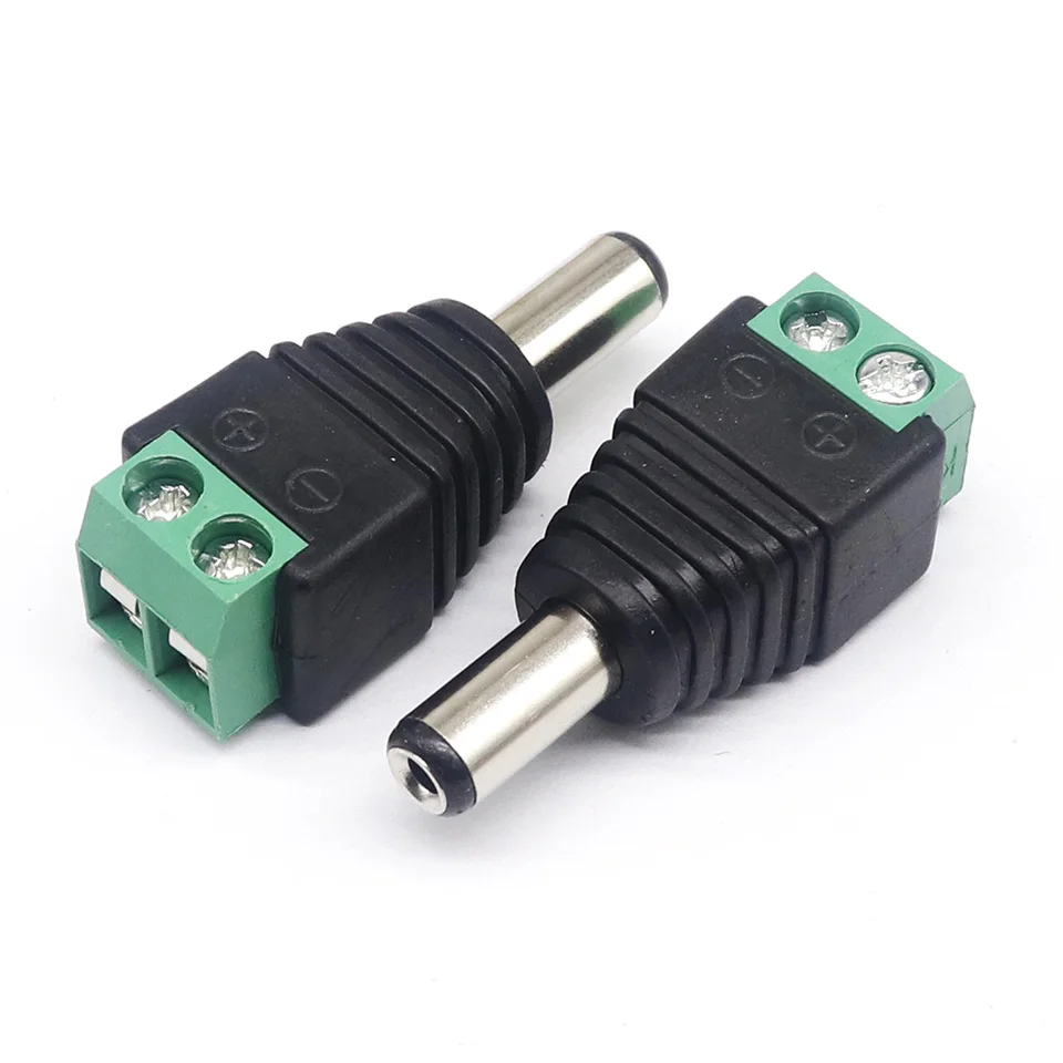 5pcsDC male and female power connector 5.5*2.1mm plug positive and negative to solderless pressure terminal LED wiring connector