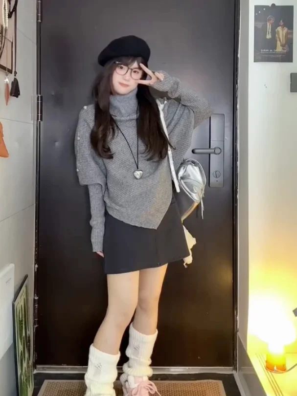 Pull en tricot coréen décontracté ample, nouvelle arrivée d'automne, design original et tendance, à capuche, long, chaud