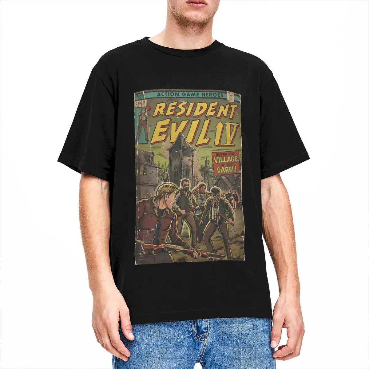 Residents Evils 4 Fan Art Comic Cover T Shirts for Men 100% Cotton T-Shirts O Neck Raccoon City Tee Shirt Short Sleeve Clothes