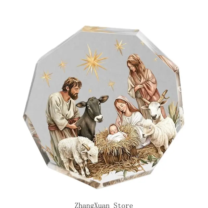 Acryl-Krippe, Desktop-Dekoration, Krippenornament für Tafelaufsätze, christliches religiöses Geschenk für Familien, 3 x – Detail 8
