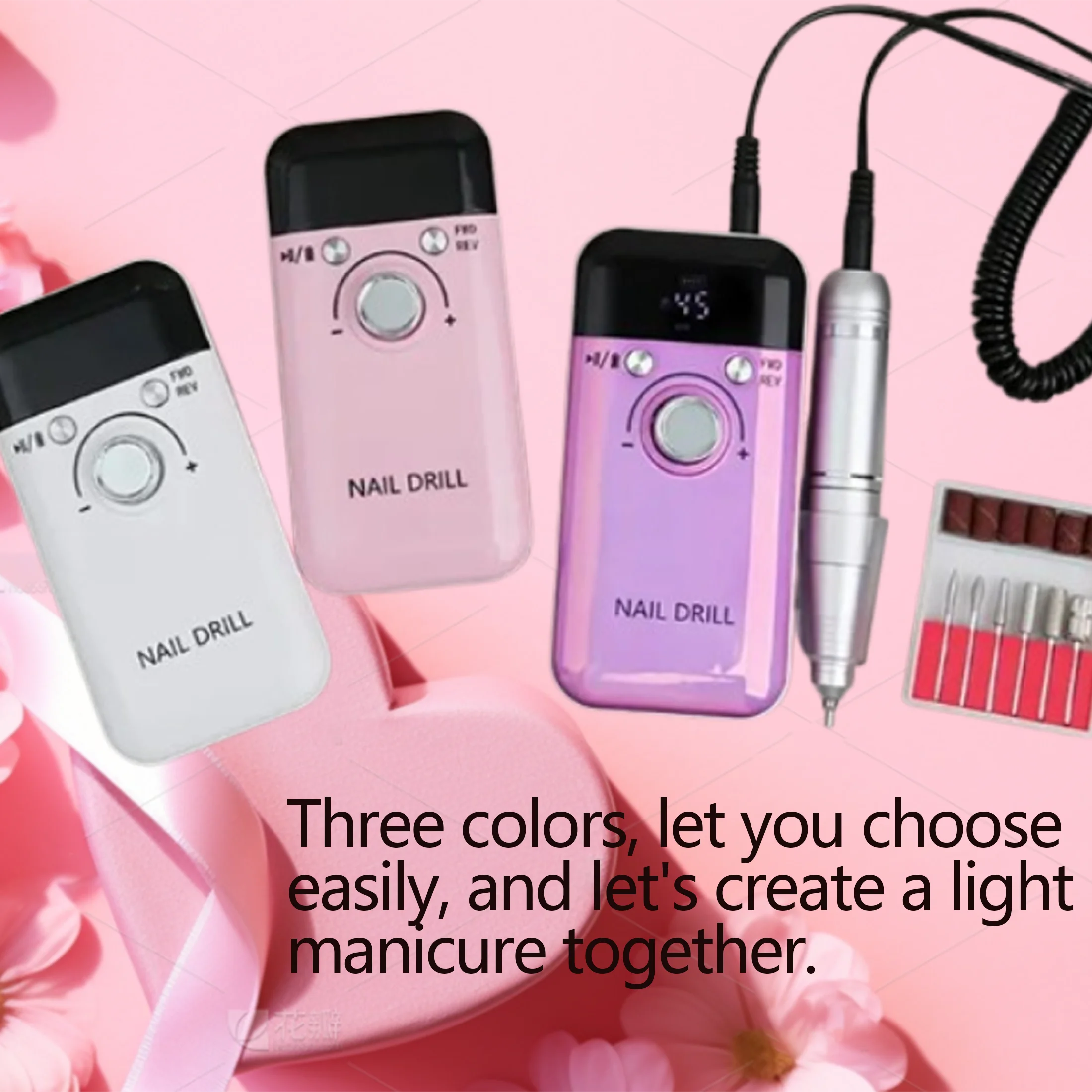 Perceuse à ongles électrique professionnelle, adaptée aux outils pour ongles en gel acrylique, kit de manucure portable rechargeable pour lime à ongles,