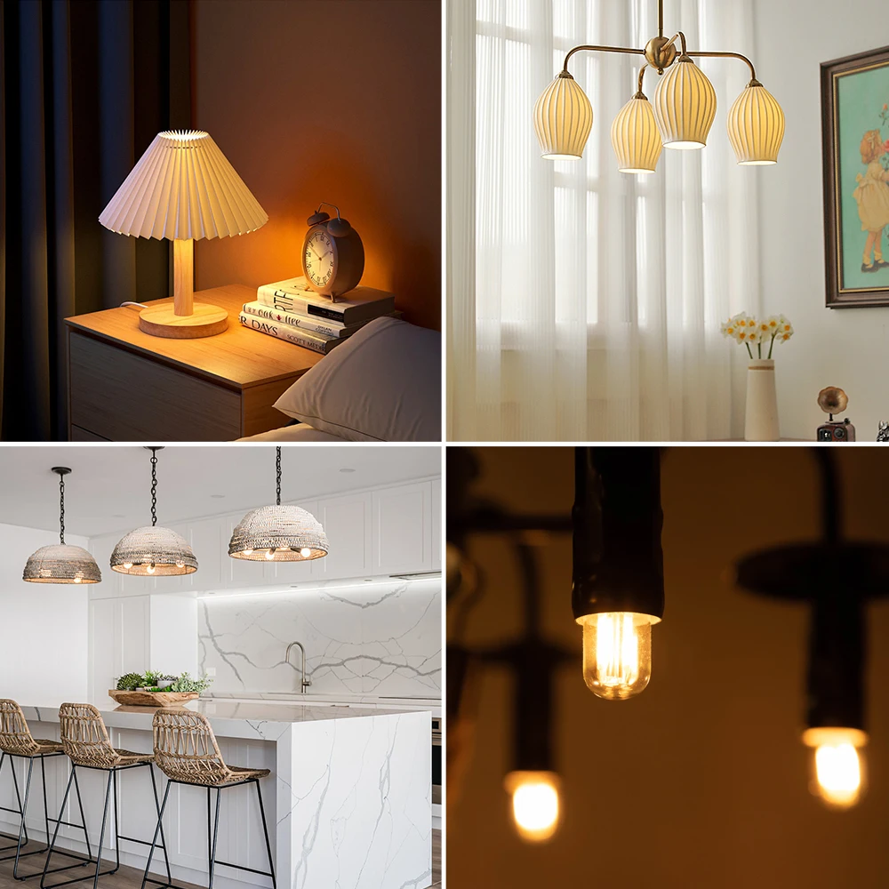 Bombilla de noche Tubular T20, bombillas de filamento LED de 2W, E14, E12, 220V, 110V, vidrio transparente, 2200K, Retro, Edison, para decoración de