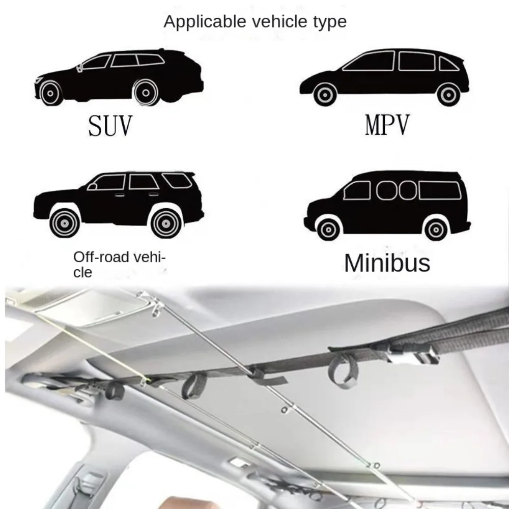 1/2 قطعة رف تخزين قضيب صيد السمك باللون الأسود قابل للتعديل مع ملصقات سحرية حامل قضيب السيارة #4
