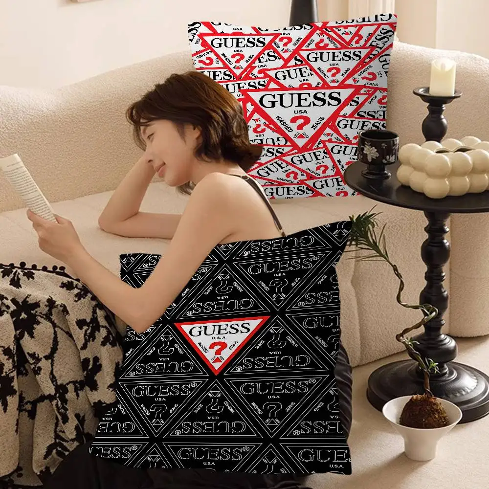 Fundas de Almohada de Moda G-Guess-s, Fundas Decorativas para Sofá con Dibujos Animados, Impresión a Doble Cara, Felpa Corta, Lindas Fundas de Cojín