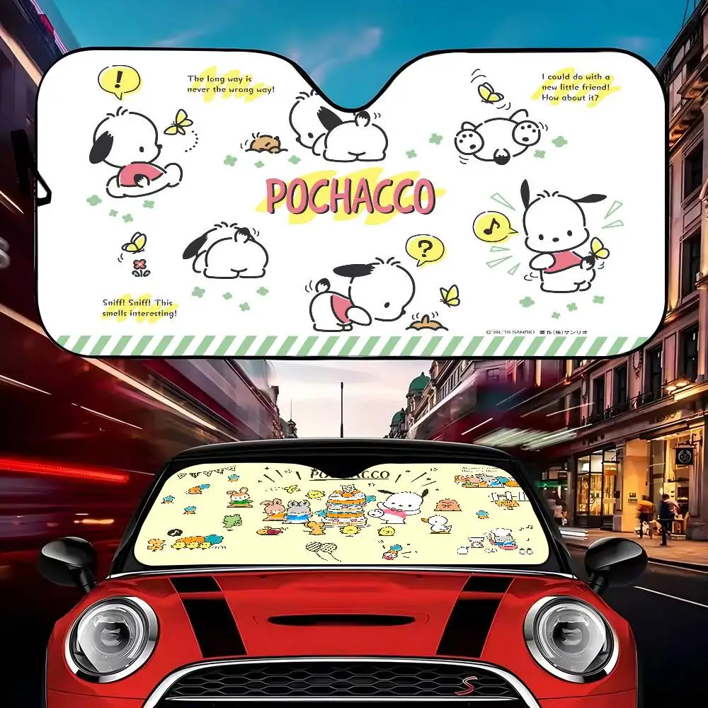 PochaccoS Anime Cartoon Window Foils Heated Windshield Sunshade Car Front Window Visor Car Solar Protect tools New