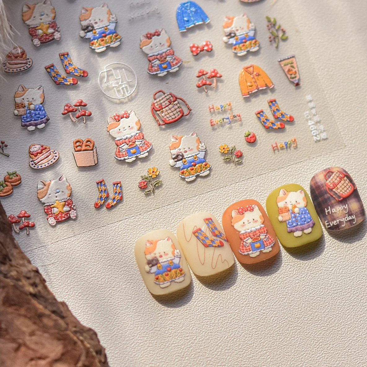 Animals Strawberry Cat Hand Cream Backpack Leaves Food Sweater Mushroom Flower Cake Flower Kitten Socks Nail Art Stickers Decals