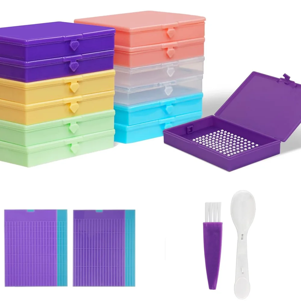 Large Anti Static Diamond Art Storage Container Trays With Lids, Diamond Painting Storage Trays, Stackable Craft and Bead Storag