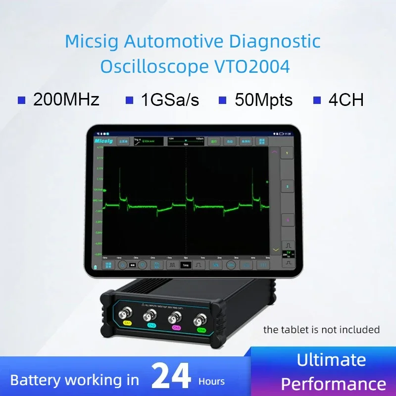 Micsig Automotive Diagnostic Oscilloscope VTO2004 4 Channels 200Mhz 1GSa/S 50Mpts Portable Split Type Oscilloscoop