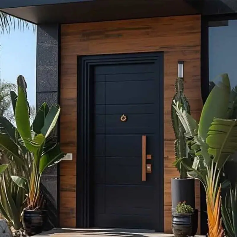 Modern Design Minimalist Style Entrance Door Easy Installation Apartment Aluminum Alloy Hinged Doors Practical Security Doors