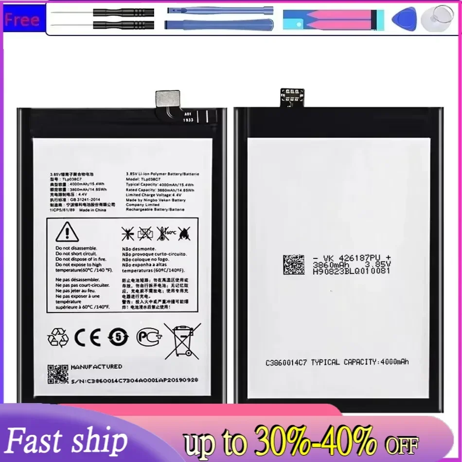 Battery TLp038C7 TLp038C1 4000mAh for Alcatel 3x 2019 5048 5048A 5048Y 5048I 5048U Batterie Warranty