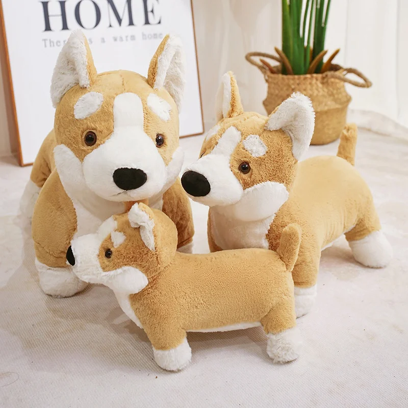 Real-life Corgi Dog New Lifelike Dog Plush Toy Fluffy Stuffed Animals Soft Doll Home Decor Toy Birthday Gifts