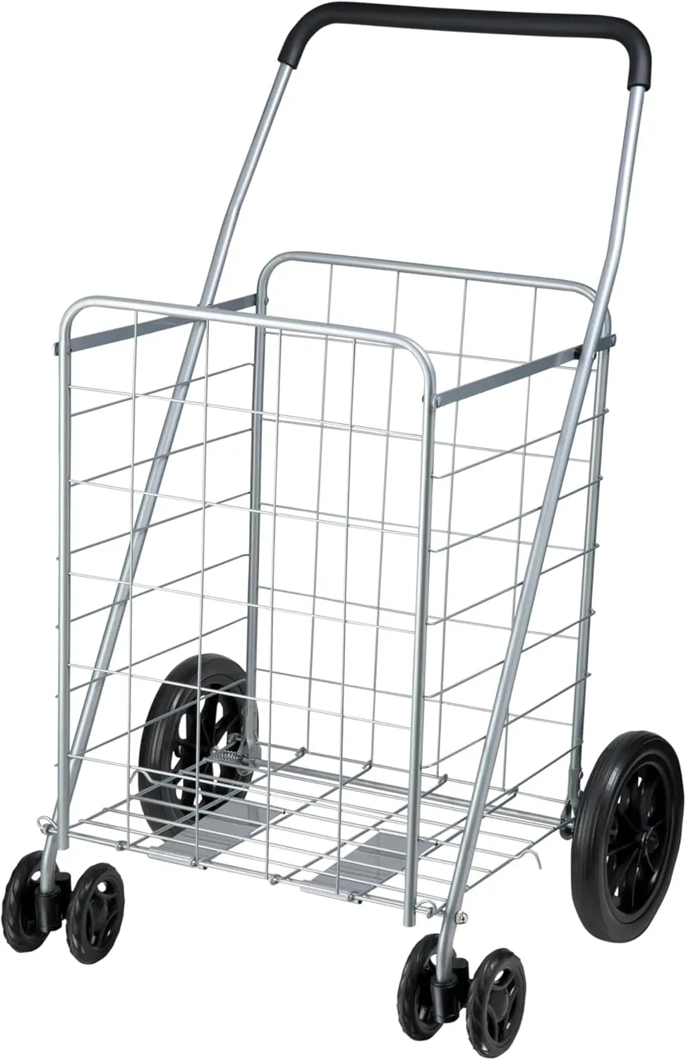 Utility Cart, Foldable Grocery Shopping Cart with 360-Degree Wheels, X-Large, Silver & Black