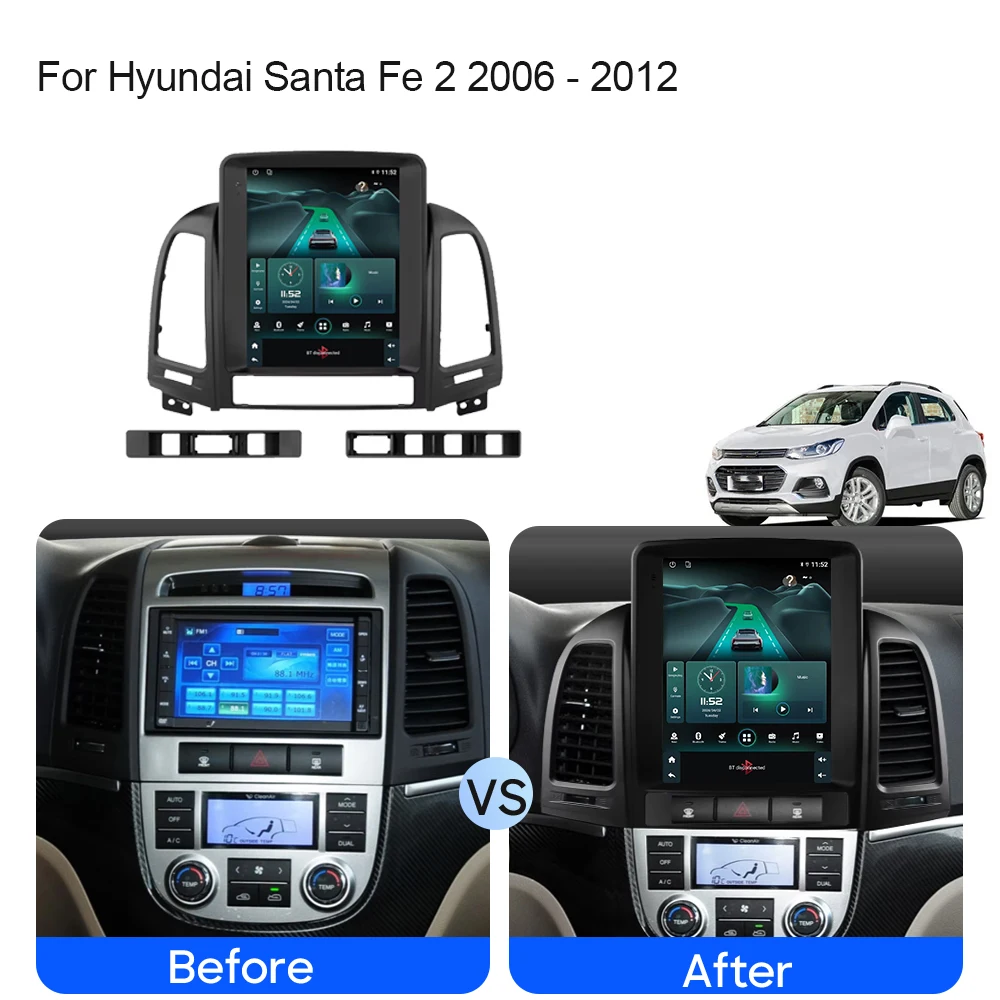 9.7 ''Android 15 untuk Hyundai Santa Fe 2 2006 - 2012 Radio Mobil Stereo Otomatis DSP Carplay Pemutar Navigasi GPS Video 4G TS10