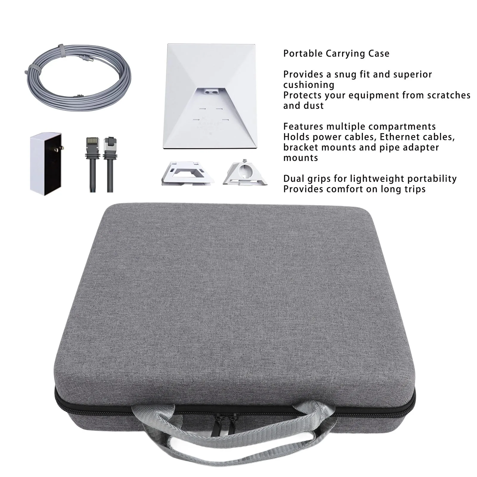 Hard Case for Starlink Mini Dish Kit Nylon Ergonomic Handle Scratch Proof for Mount Pipe Adapter Power Cable