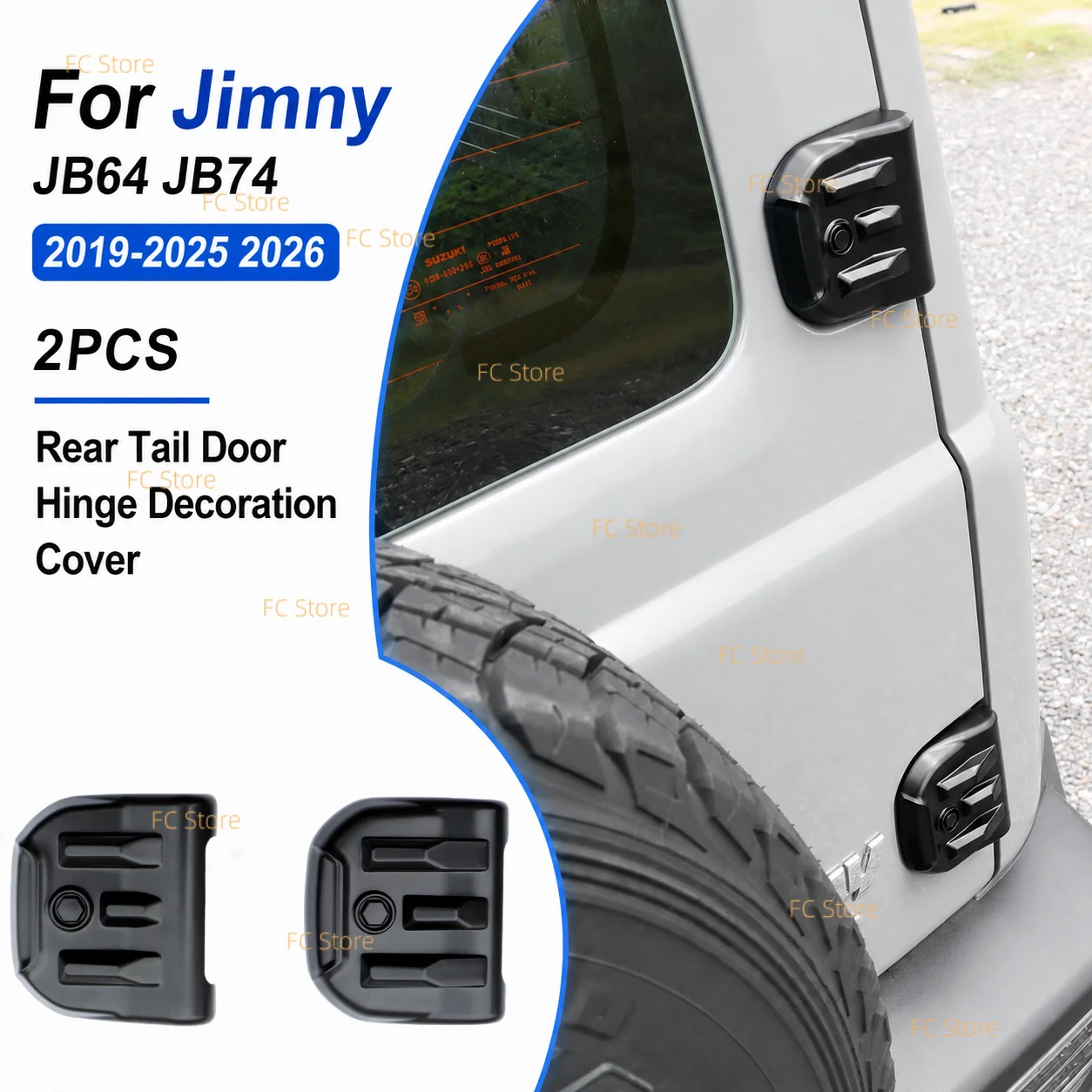 2 Stück für Jimny 2019-2026 JB64 JB74 Heckklappenscharnier-Dekorationsabdeckung Heckklappenverkleidung Außenschutz-Zubehör Weihnachten – Detail 2