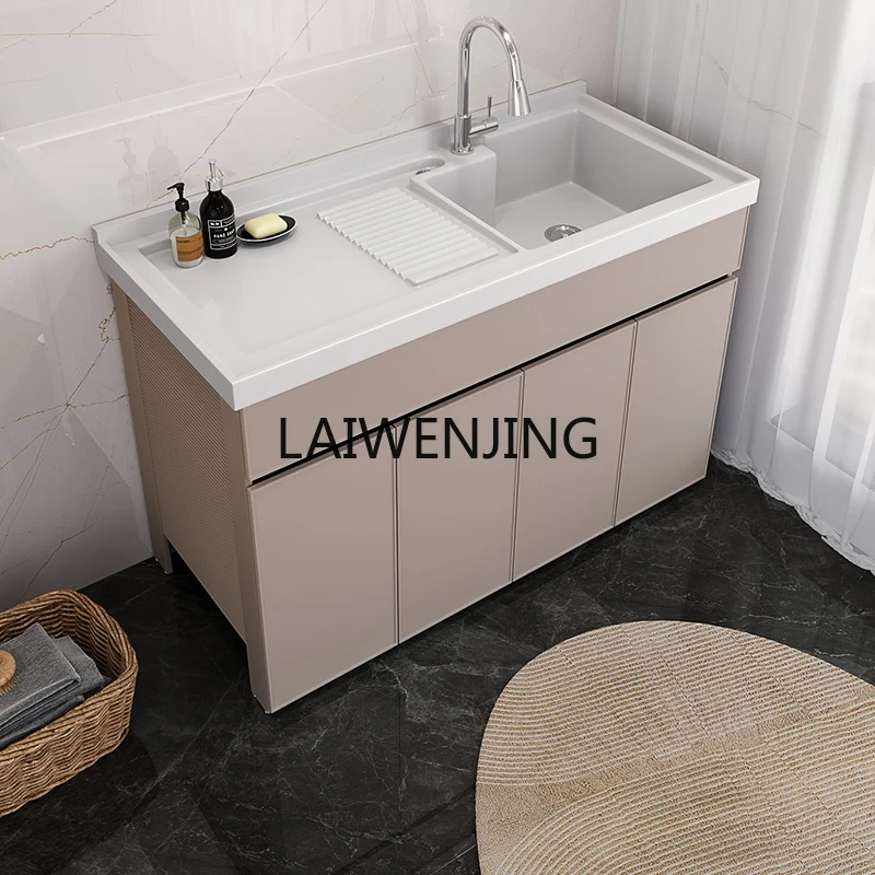 LYN custom balcony space aluminum laundry cabinet quartz stone with rubbing board significant other combination cabinet