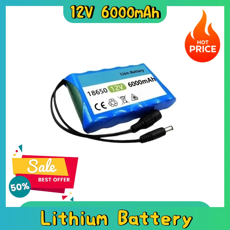 

12 В 6000 мАч литиевый аккумулятор емкостью DC 12,6 В 30 Ач литий-железо-фосфатный для камер видеонаблюдения