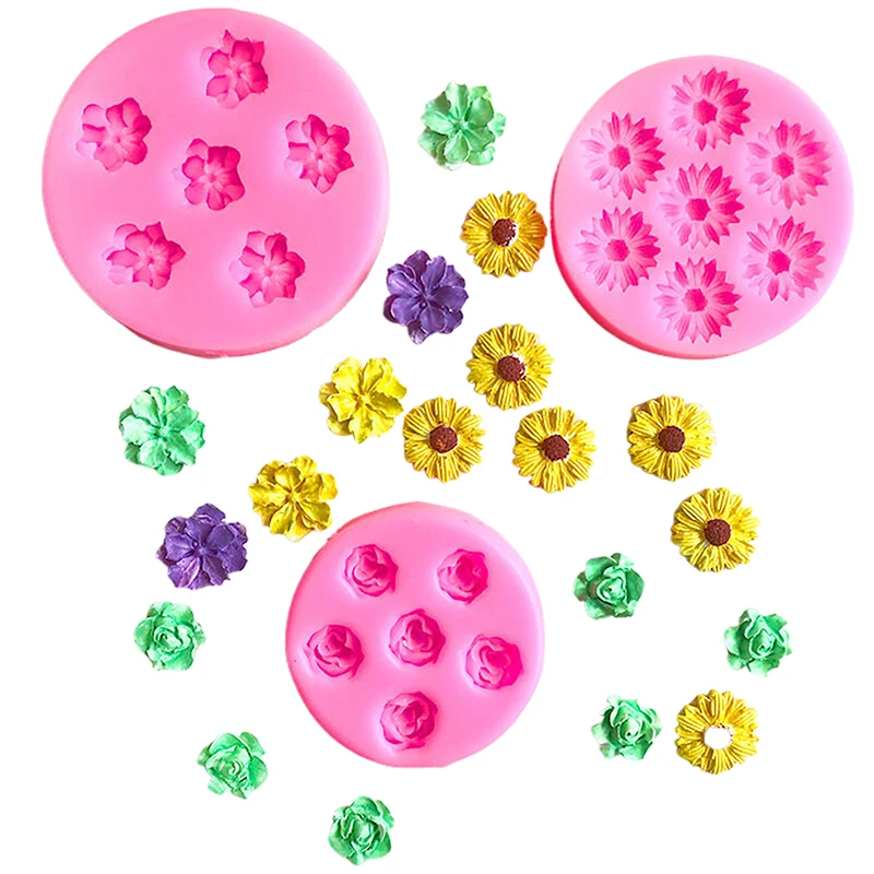 Daisy Flower Silicone Mold, Cherry Blossom, Rose, Sugarcraft, Ferramentas De Resina, Cupcake, Molde De Cozimento, Bolo Fondant, Ferramentas De Decoração, DIY