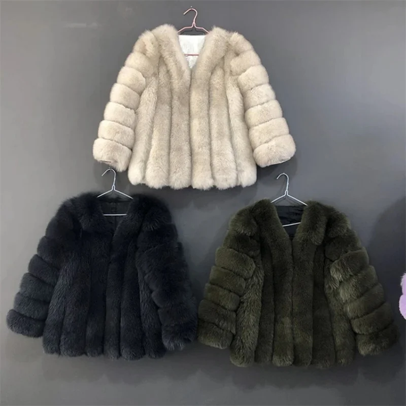 Autumn And Winter Mid Length Natural Fox Fur Coat Women Fashionable Fur Jacket The Most Popular Real Fur Coat Female Clothing