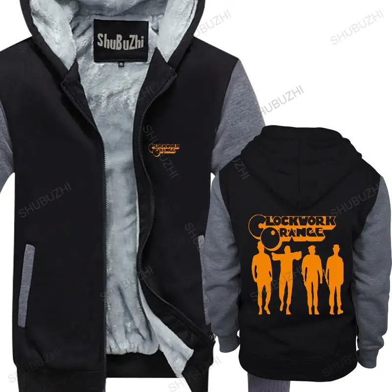 men winter warm black hoody A CLOCKWORK ORANGE style male thick hoodies euro size thick hoody male coat