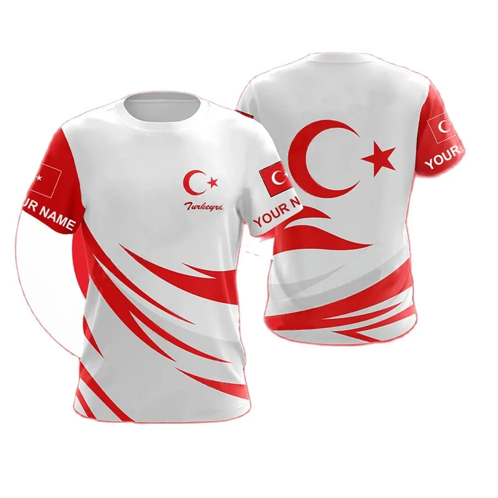 Turkish Men's T-Shirts Fashion Short Sleeve Tops Turkish Flag Print Shirts Summer Round Neck Oversized Men's Clothing Camisa