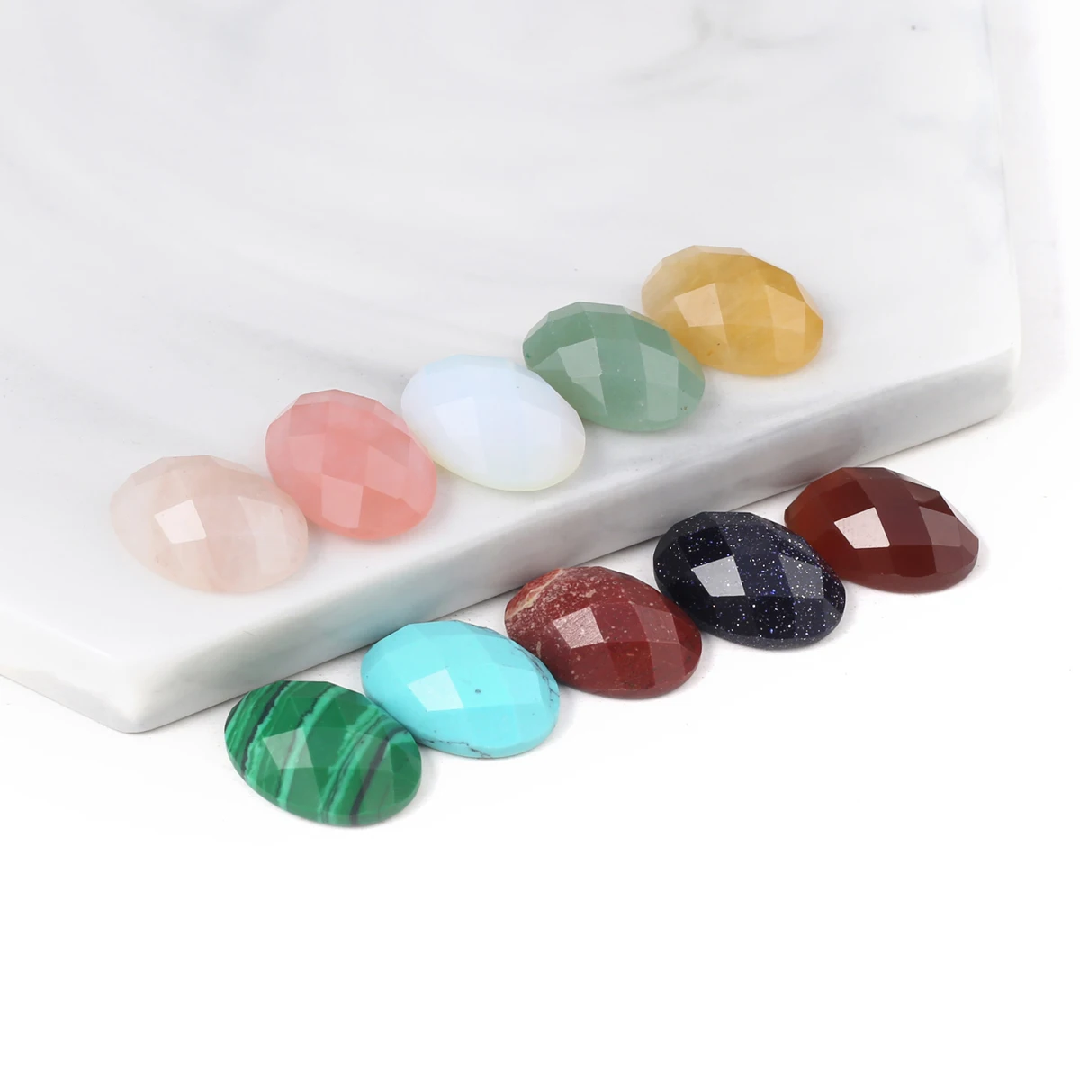 

10 PCS Natural Stones Cabochon Faceted Oval Beads for Making Necklace Ring Jewelry Charm Jewellery Making Supplies 13x18mm