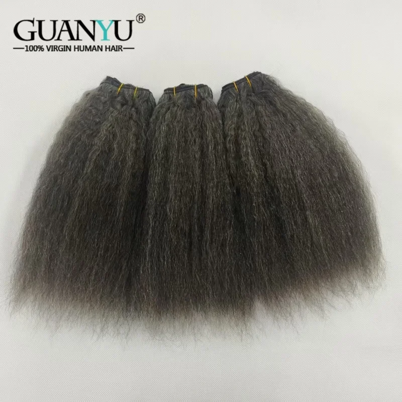 Black And Gray Color Highlighted Hair Bundles Extensions 3/4 Bundle Kinky Straight Ombre 100% Human Hair Weave With Highlights