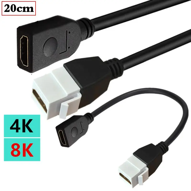 High Definition 4K 8K HDMI Compatible Female to Female Keystone Wall Plug-in Card Buckle Direct insertion Panel Connection Cable