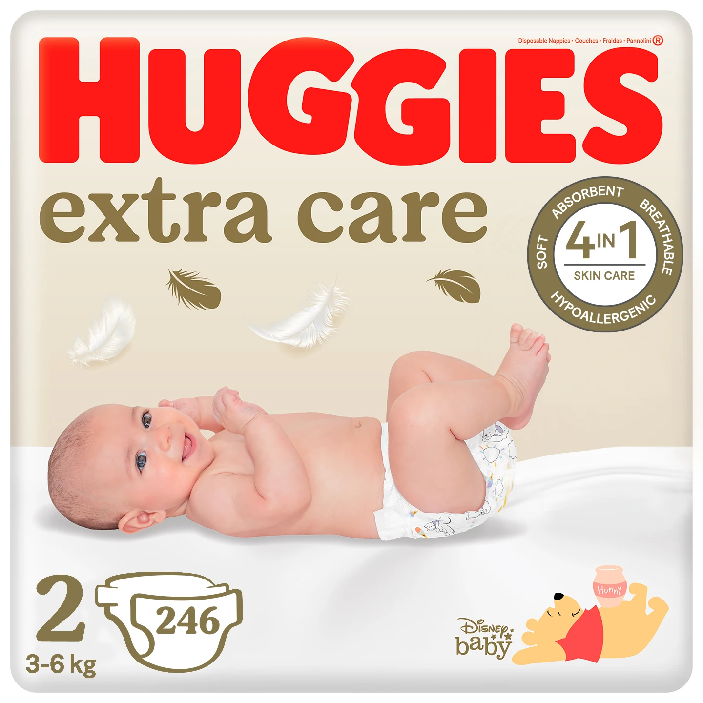 HUGGIES Extra Care diapers size 2 (3-6kg) 246 PCs