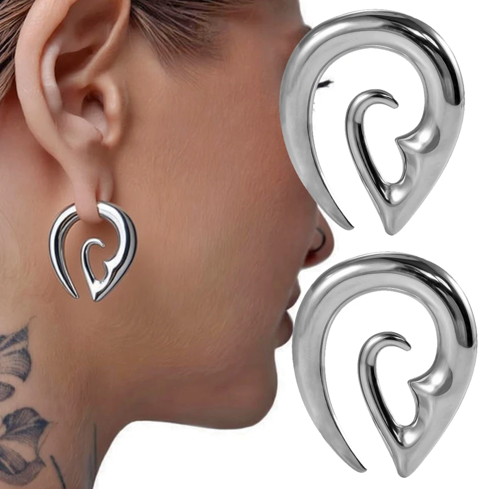 1PC Stainless Steel Silvery Hangers Ear Weights Ear Shaped Ear Gauges Tunnels Earlobe Expanders Stretchers Body Piercing Jewelry