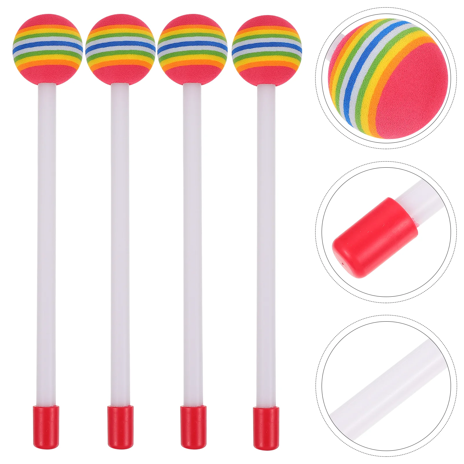 4 Pcs Tambourine Orff Instrument Child Drum Sticks Keytar for Kids Plastic Colorful Drumstick