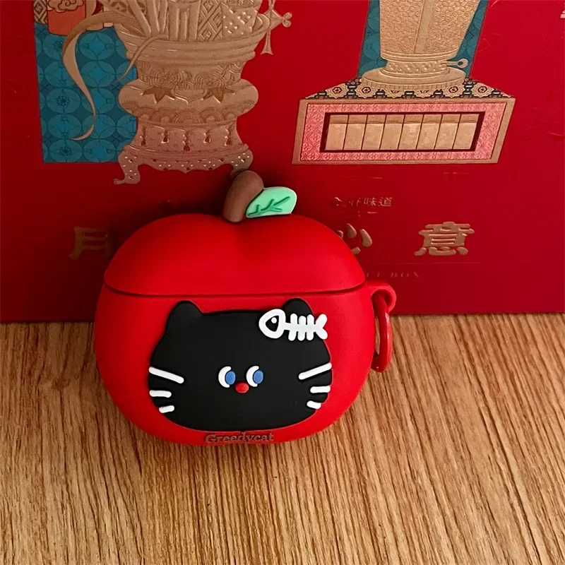 Apple Black Cat Airpodsケース,Bluetoothイヤフォン,充電ボックス,保護イヤホン,Airpod 1,2,3 pro,pro2用カバー
