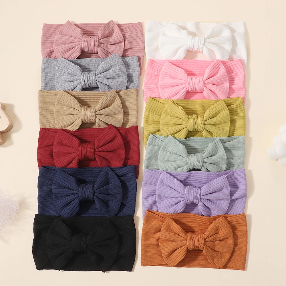 

5pcs/set Cute Bows Baby Girls Headbands Elastic Soft Nylon Newborn Head Wrap Tie Turban Infant Headwear Kids Hair Accessories