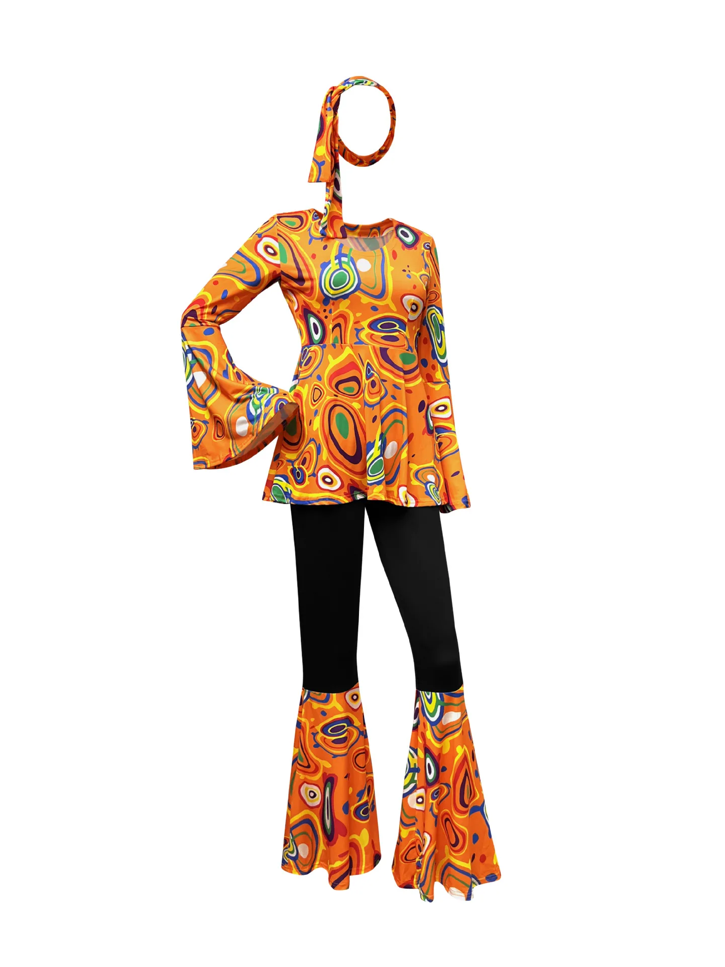 Déguisement Hippie Disco Femme Multicolore avec Bandeau – photo 15