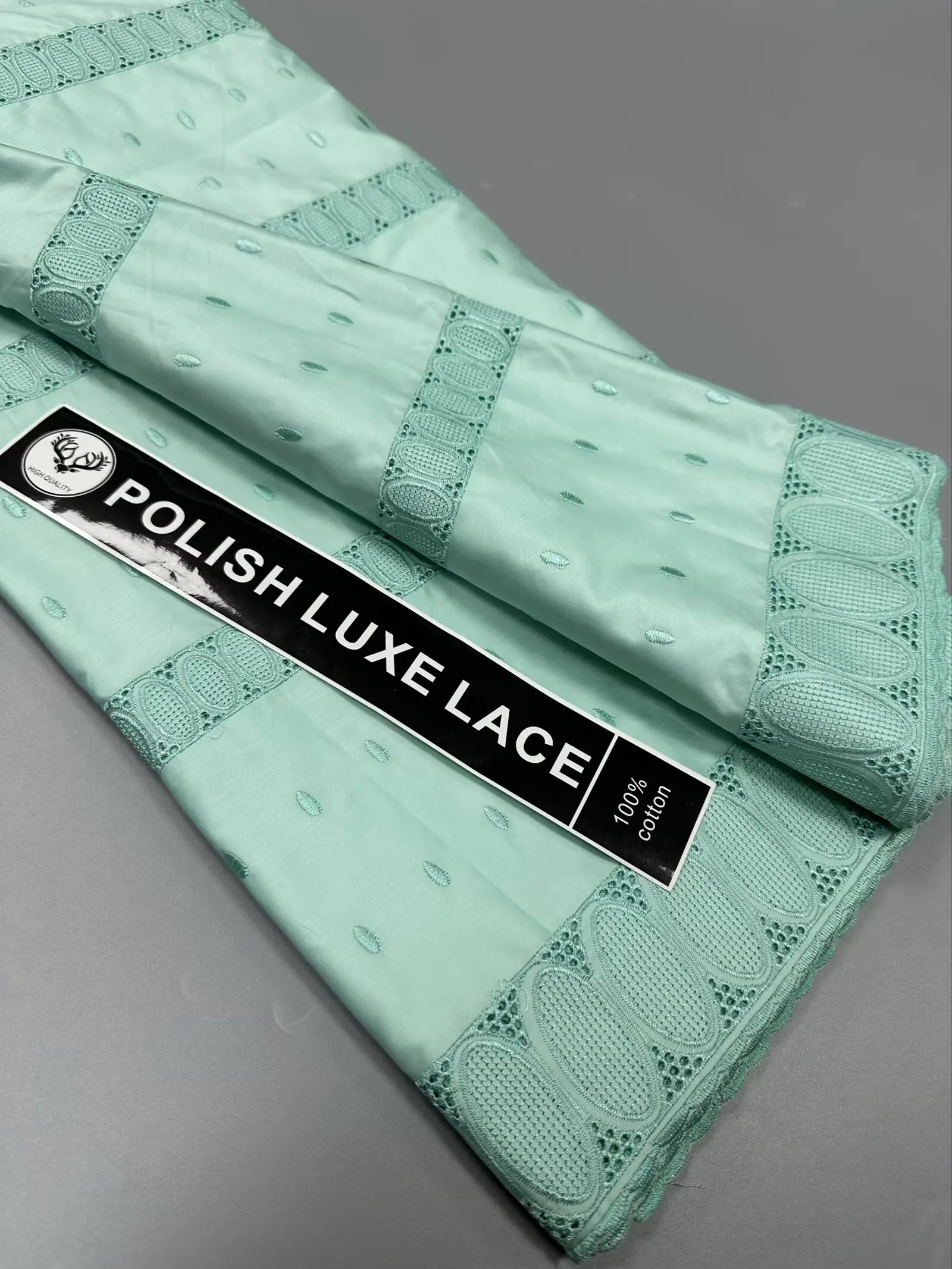 

2025 African Cotton Polish Embroidery Lace Material For Men Cloth New Design Soft 100% Cotton Lace Fabric Quality Material Dress