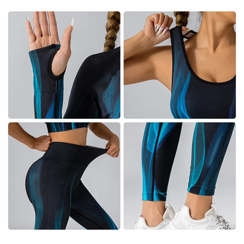 Yoga-Sets Sport-BH-Hosen Dochte Schweiร lift Hรผfte Fitness Sportswear hochela tische Yoga Wear Sportswear